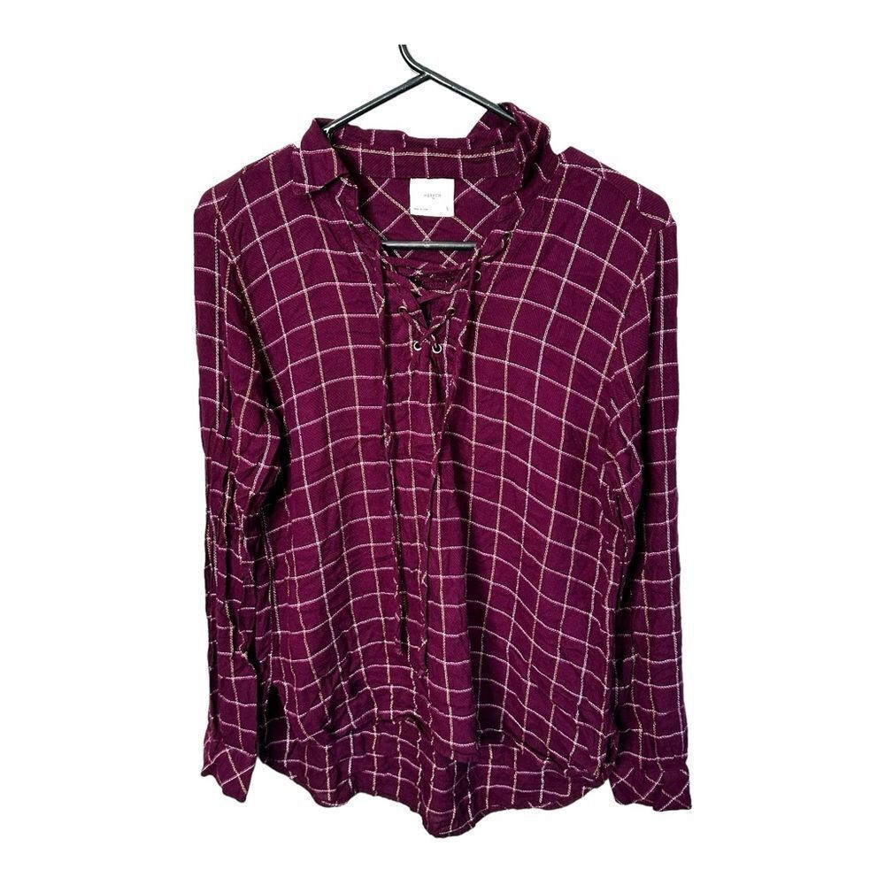 Harper pullover lace neck rayon blend burgundy size small top